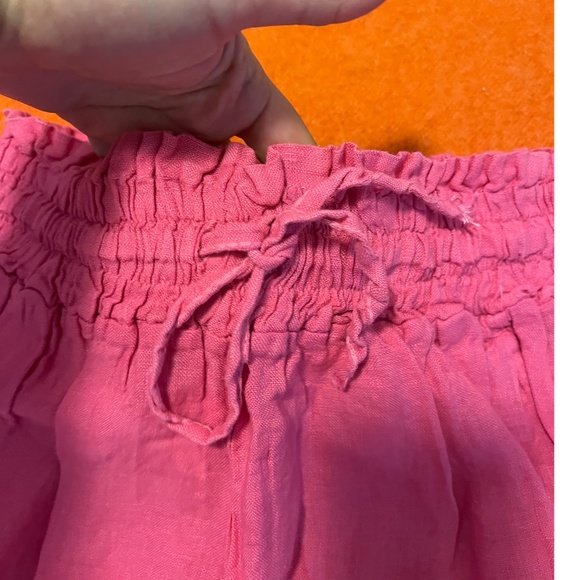 Retro pink high waist pure linen gathered shorts bermudas NWT - Picture 4 of 8